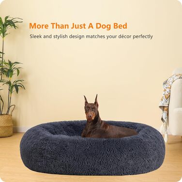 Ортопедичне ліжко для собак, круглі подушки, ліжко для собак, ліжко для котів, м'який кошик для собак, можна прати, діаметр 120 см, темно-сірий колір, розмір 120 x 120 x 20 см