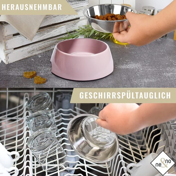 Набір мисок для корму ne&no® для собак та котів (S, 170 мл, 2 шт.) - нековзні миски для тварин, Malve