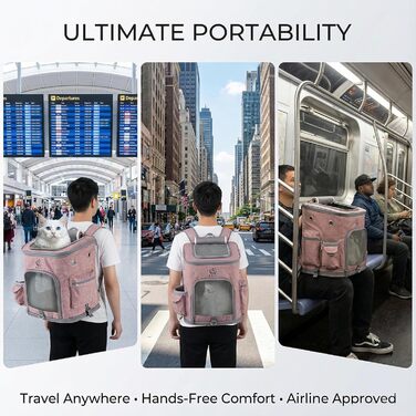 Рюкзак-переноска для собак та котів з сіткою, високоякісна переноска для маленьких собак, котів, кроликів, 28x27x43 см (Сірий, M)