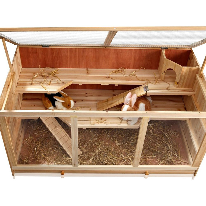 Клітка для гризунів Melko Nagervilla: 3-ярусна дерев'яна клітка для хом'яків та мишей, 117 x 63 x 58 см, з 2 пандусами