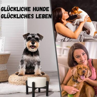 Підвищена годівниця для собак, керамічна миска для корму з нержавіючої сталі, діаметр 15,5 см, об'єм 850 мл, білий колір (середній, рожевий)