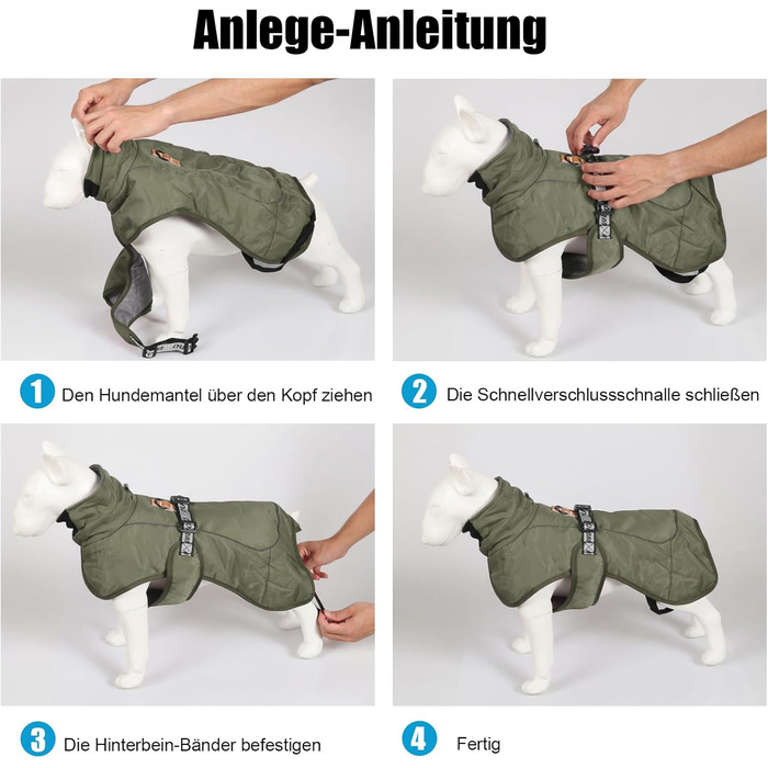 Зимовий одяг для собак FeimaX: теплий, вітронепроникний зимовий одяг для середніх та великих собак. Відображаючий, регульований жилет для тварин з кільцем D (зелений, 6XL)