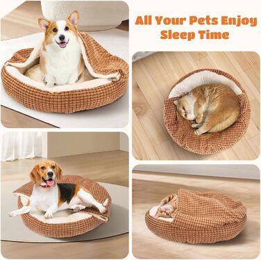 Квіткове ліжко для котів та маленьких собак Nobleza, кругле, миється, 65x58x16 см, коричневе