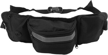 Сумка для корму для собак, поясна сумка, бананка для тренувань, чорна, поліестер, з кишенями для ласощів