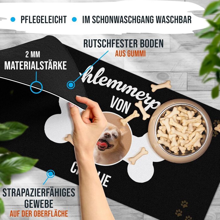 Персоналізована килимок для годування собак з іменем та фото - Royal Print, 80x40 см, миючий, неслизький