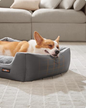 Ліжко для собак Feandrea, корзина для собак з двостороннім матрацом, сірий + сіро-блакитний, 85 x 65 x 21 см, PGW004G02