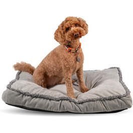 М'яке ліжко для собак - зручна та тепла лежанка для домашніх тварин з підкладкою, що знімається, сірого кольору (71 x 48 x 8 см)