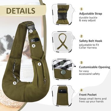 Тканина-слінг для собак, переноска для маленьких собак до 7 кг, слінг для цуценят та котів для прогулянок та активностей на вулиці