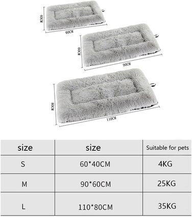 Килимок для собак великих порід Chickwin, для котів, миючий, м'який, з ортопедичною матрацом, заспокійливий, антистрес, плюшевий, 110*80 см, світло-сірий