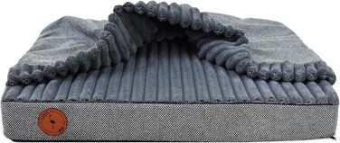 М'яке ліжко для собак середніх порід з ортопедичною матрацною поверхнею, з капюшоном, неслизьке, з водонепроникним покриттям на блискавці (графіт, 70 x 60 x 8 см)