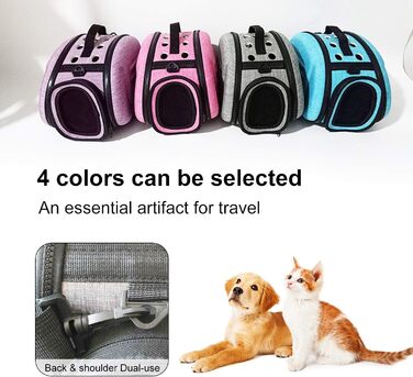Транспортна сумка для собак і котів, переноска для тварин, дорожня сумка-переноска для маленьких собак і котів, до 4 кг, рожевий колір