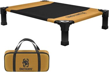 OneTigris лежанка для собак, піднята лежанка 130x91 см, висота 23 см, проста збірка, дихаюча, довговічна, легко миється, підходить для дому, двору, вулиці - коричнева L