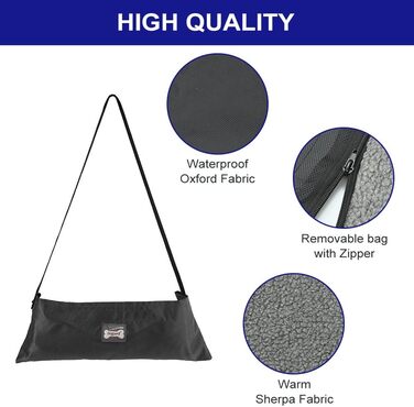 Килимок для собак Outdoor: водовідштовхувальний, 100x70 см, миючий, для подорожей та кемпінгу. З сумкою та щіткою для видалення шерсті. Підходить для собак та котів. Теплий, великий килимок для подорожей (Чорний, вовна)