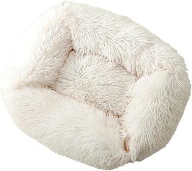 Крісло-ліжко для собак велике, миюче, м'яке, плюшеве, тепле, зручне, для домашніх тварин, прямокутне, м'яке, глибокий сон, для малих, середніх, великих собак (L, 80 x 70 x 18 см, кремовий)