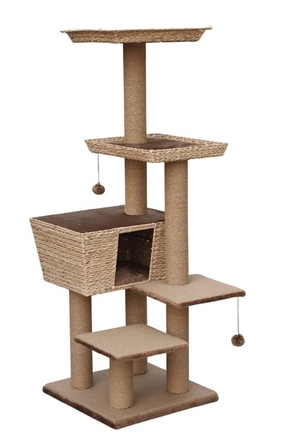 Шафа-будиночок для кота Klippehop з ротанга з лотком, 52x47x48,5 см