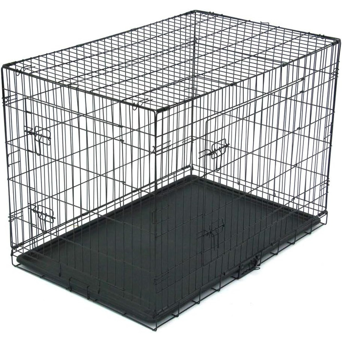 Клітка для собак 42' - складана переноска для собак, металева переноска з 2 дверцятами, переноска для автомобіля, переноска для тварин, переноска для собак з піддоном