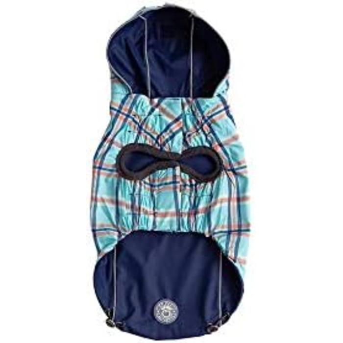 Дощовик для собак GF Pet ElastoFit, водонепроникний, розмір 4XL (довжина спини 38 см), зелений/темно-синій