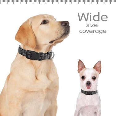 Відбиваючий нашийник для собак Didog з пряжкою, регульований, м'який неопрен, з підкладкою, нейлон, для маленьких, середніх та великих собак, чорний, L: обхват шиї 33-56 см, чорний