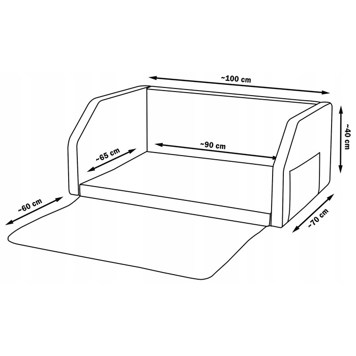 Автомобільний килимок з пінопласту XL Velinda, чорний, 40 см x 100 см