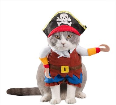 Костюм для домашніх тварин: собака, кішка - G-ike, піратський костюм для собак та котів, набір одягу для Хелловіну та Різдва (M)