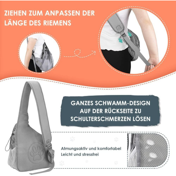 Транспортувальна сумка для собак Nasjac: зручна та легка переноска для цуценят та собак до 7 кг (сіра)