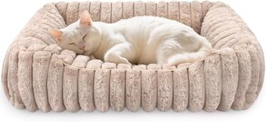 Килимок для котів, Кругле ліжко для кота, Домашнє ліжко для тварин, Ліжко для маленьких собак, Практичний, М'який, З неслизьким дном, Утеплене (50 x 50 см, 60 x 60 x 18 см, Коричневий)