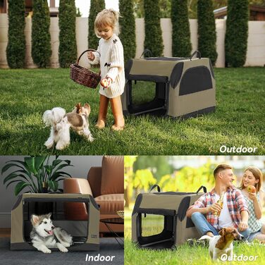 PETSFIT переносна переносна собача переноска для автомобіля та дому, M (76x50x48 см), армійний зелений