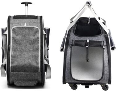 Транспортна переноска для тварин Samnuerly: складана переноска для собак та котів середніх та маленьких порід, з колесами та регульованою ручкою