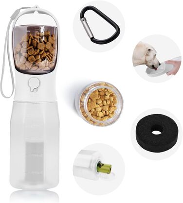 Водяна пляшка для собак на ходу, 600мл + 100мл корму, 5 шт. | Переносна пляшка для собак, поїлка для собак у подорожах