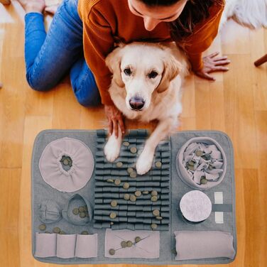 Килимок для собак SchnüFfelteppich, миючий, для тренувань та повільного годування, сірий (66 x 42 см)