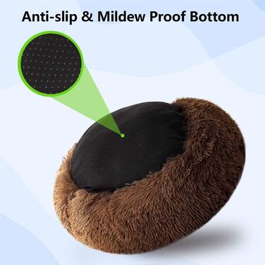 М'яке ліжко для собак та котів, софа, кругла, плюшеве, водонепроникне, 50 см, коричневе