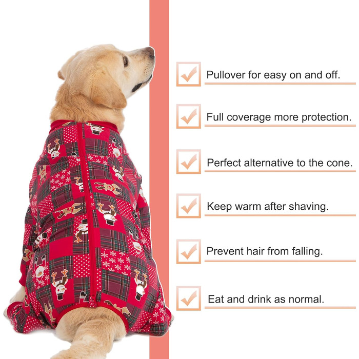 Комбінезон для собак Yeapeeto, для відпочинку, великих та середніх порід, антиалергенний, захист від лизання, альтернатива конусу (Червоний, 3XL)