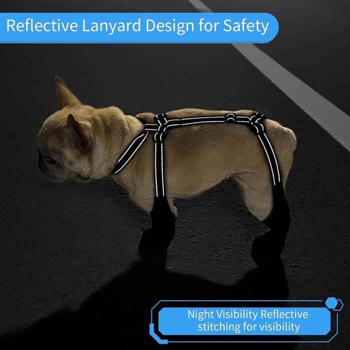 Водонепроникні чоботи для собак, захист подушечок лап для собак малого та великого розміру, регульоване взуття для домашніх тварин для прогулянок, м'які чоботи для домашніх тварин, захист лап (Чорний-UK, Великий)