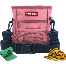 Сумка для ласощів для собак Leckerlibeutel – рожева, з магнітною застібкою та дозатором кульок, 3 відділення