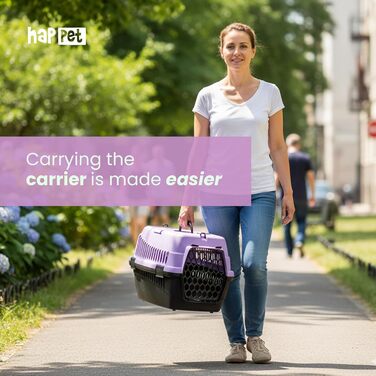 Транспортний бокс для тварин Happet ABBA M сірий 56x37x37 см – міцний, добре провітрюваний бокс з пластику для котів та маленьких собак, переноска для подорожей, переноска для котів (M (56x37x37cm), ABBA Violett)