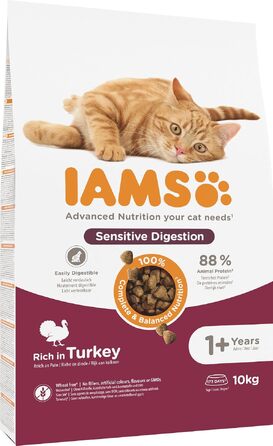 Сухий корм для котів IAMS Sensible Digestion з індичкою для чутливого травлення, 10 кг