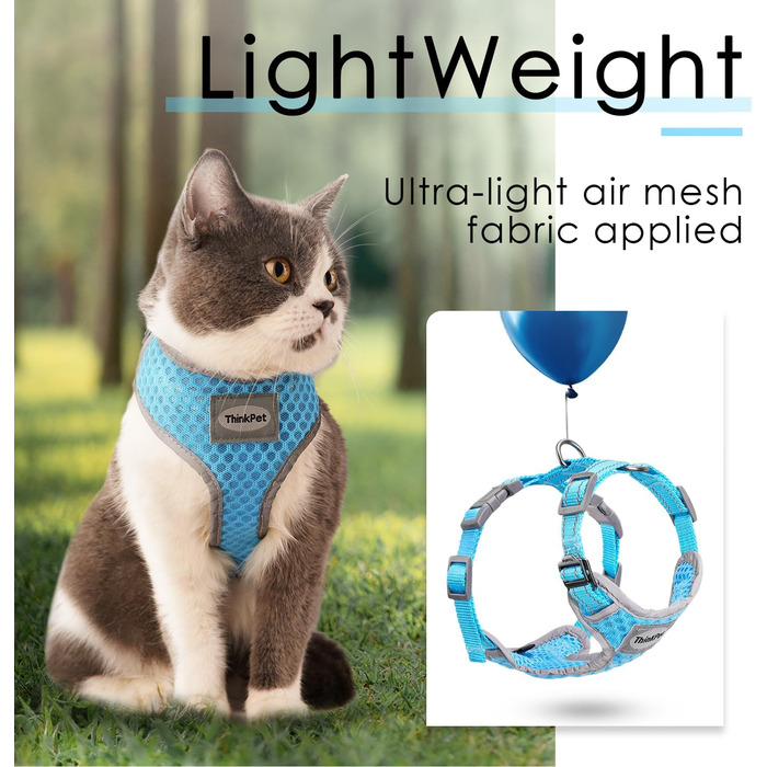 Шлейка для собак ThinkPet No-Pull, дихаюча, для малих, середніх та великих собак, регульована, м'яка, безпечна, з контролем, з підкладкою, світловідбиваюча