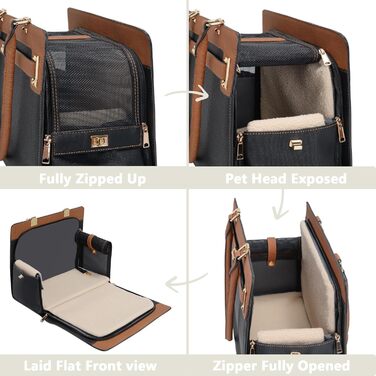 Сумка-переноска для собак та котів 2-в-1 (чорний/коричневий) - стильна та складна переноска для маленьких тварин