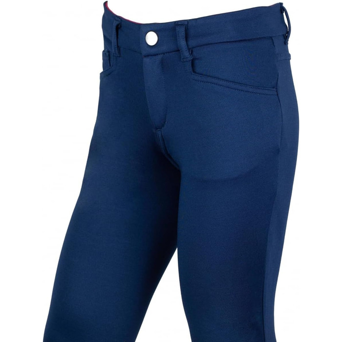 Дитячі штани для верхової їзди Kinder Reithose Comfy HKM | Легінси для верхової їзди з силіконовими колінами та двома кишенями | Cranberry та темно-синій | Розміри 104-110