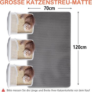 Килимок під лоток для котів Citylife Groß, 120x70 см, двошаровий, вологостійкий, з антиковзаючим покриттям, стільовий дизайн, легке прибирання, сірий колір