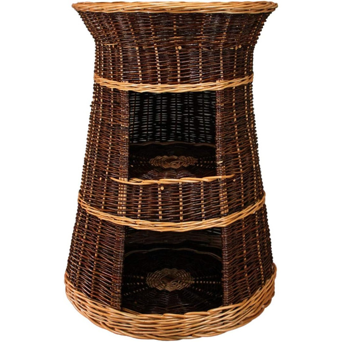 Корзина для котів, лежанка-будка, 43x49x70 см, з вербового пруття, трирівневе ліжко для собак та котів, знімні подушки кремового кольору, лакована корзина (без подушок)