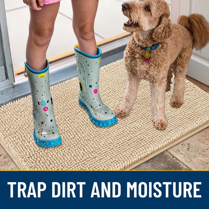 Килимок для собак Smiry, ультрам'який, неслизький, миючий, швидковисихаючий, з дрібного ворсу, для великих, середніх та маленьких собак (47x17x1 см, Бежевий)