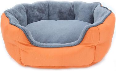 Ортопедичне ліжко для собак Santorini - ізольоване двостороннє ліжко з ефектом пам'яті, знімає навантаження на суглоби, підходить для осені та зими (M - 60 x 50 x 20 см, помаранчевий / сірий)