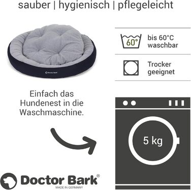 Кігтьовий будиночок для собак середніх порід Doctor Bark, м'яке кругле ліжко, плюшеве гніздо з двостороннім подушкою Fleece/Baumwolle - GreenLabel, колір: кобальт (L - 70x60 см)