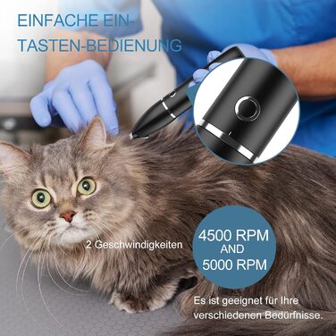 Триммер для обрізки кігтів собак з керамічним лезом - IPX7, USB, безпечний, тихий, чорний