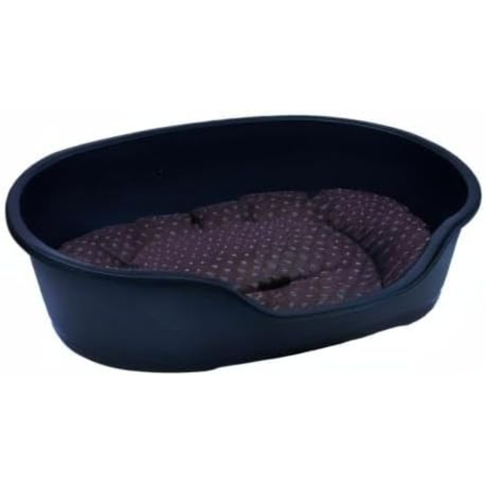 Корзина для собак Adena 58x38 см, антрацитова + подушка з прикрасою у вигляді крапок, коричнева, 58x38x20 см