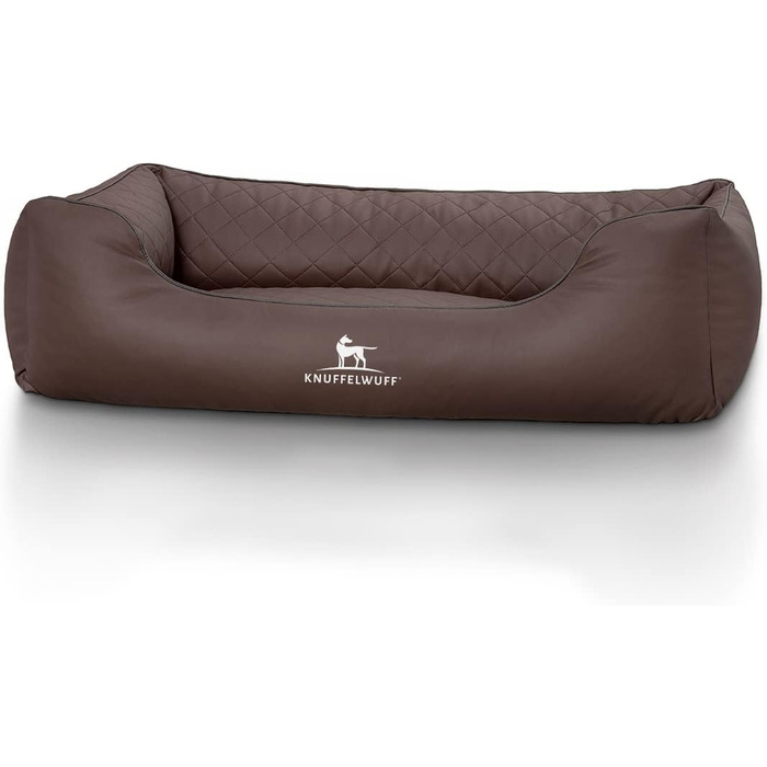 Ортопедичне собаче ліжко Knuffelwuff Madison XXL з лазерного тиснення з екошкіри 120 x 85 см - знімний чохол - легко мити - для великих, середніх та маленьких собак (L 105 x B 75 x H 25 см, Колір: Коричневий)