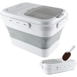 Контейнер для корму для собак та котів на 10 кг, складний, з ложкою. Зручний контейнер для зберігання сухого корму для тварин