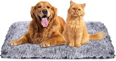 Крісло-ліжко для собак середніх порід з антиковзним дном, миється, довгий плюш, 65x50x7 см, колір - градієнт сірого
