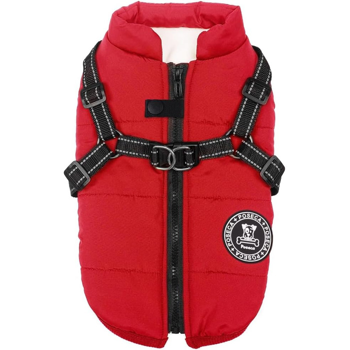 Теплий зимовий одяг для собак: куртка, жилет, плащ, водонепроникний, з кріпленням для шлейки, різні розміри, для маленьких собак, червоний L